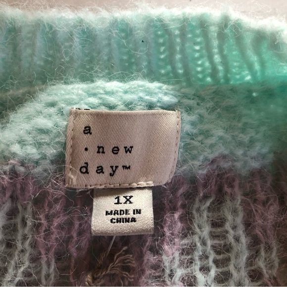 A New Day Woman’s Mint Green Fair Isle Crew Neck Pullover Sweater Plus Size 1X - Picture 7 of 14